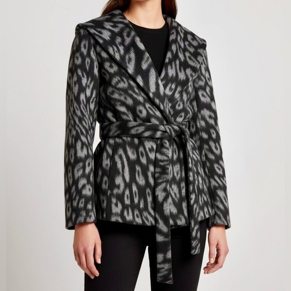 AYR Wool Alpaca Animal Print Shawl Collar Jacket